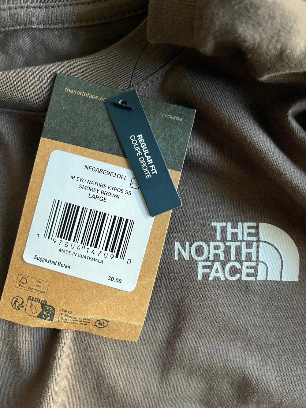 The North Face Men’s Large Smokey Brown Graphic Logo T-Shirt NWT Outdoor Tee